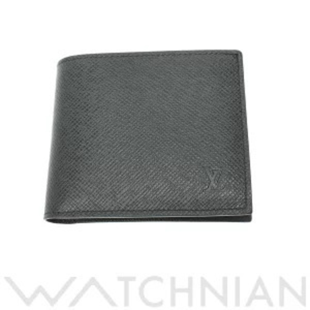 Louis Vuitton Taiga Portefeuille Marco NM Noir Black Leather Bi fold Wallet